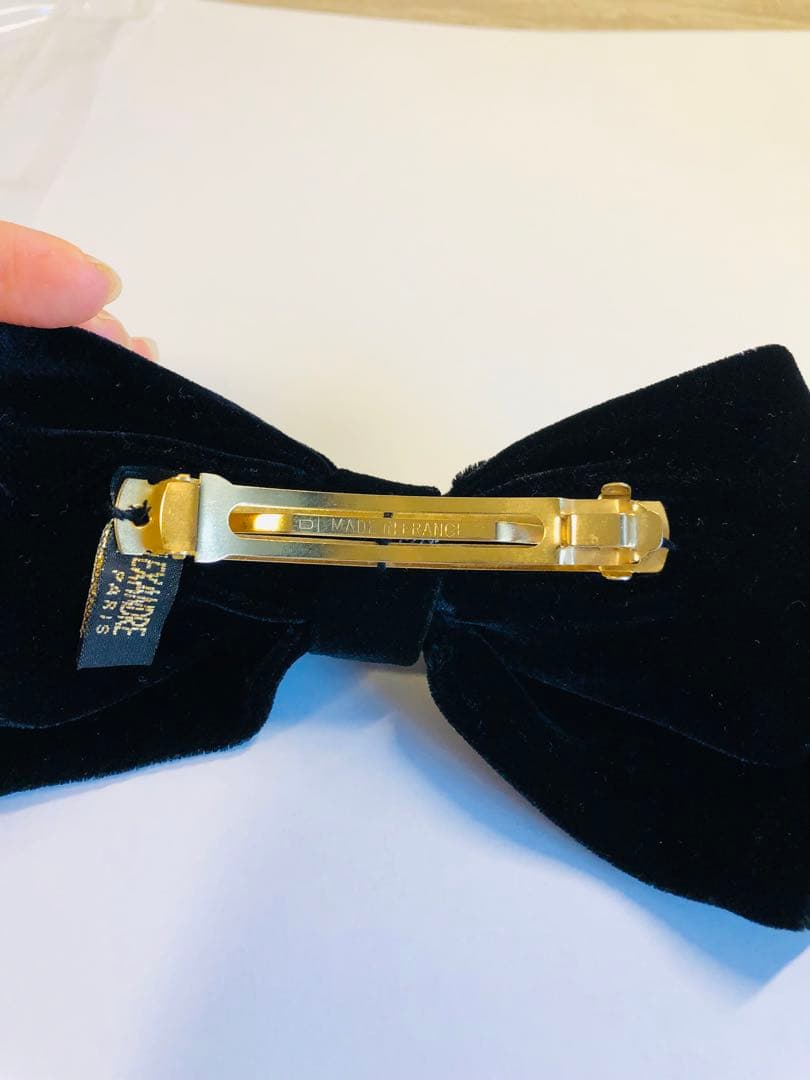 アレクサンドルドゥパリ　ベロアリボンバレッタ 濃紺カラー