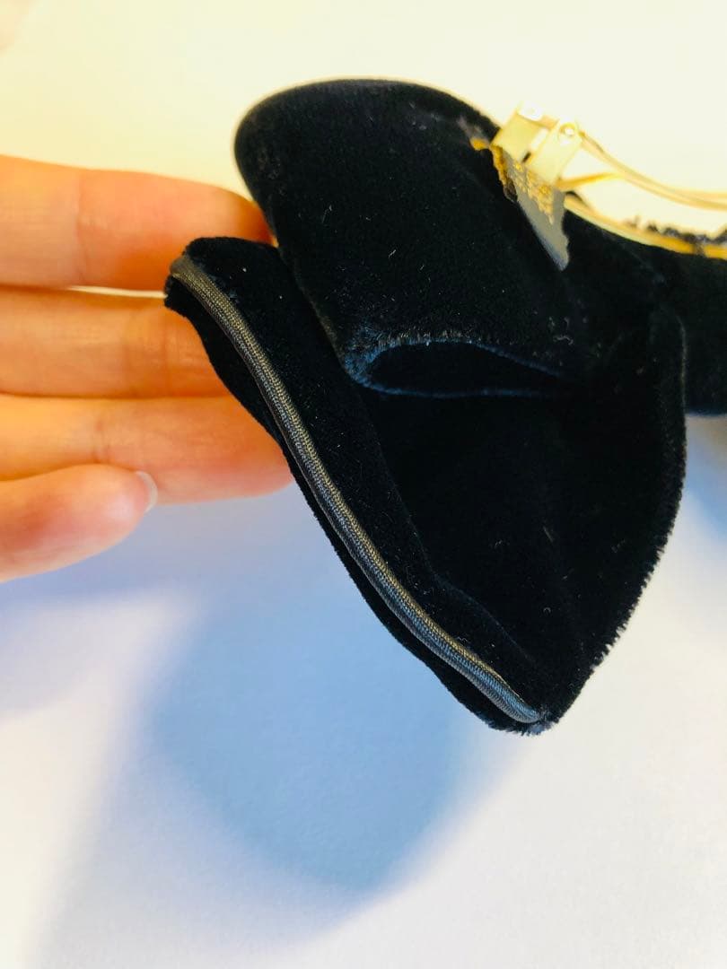 アレクサンドルドゥパリ　ベロアリボンバレッタ 濃紺カラー