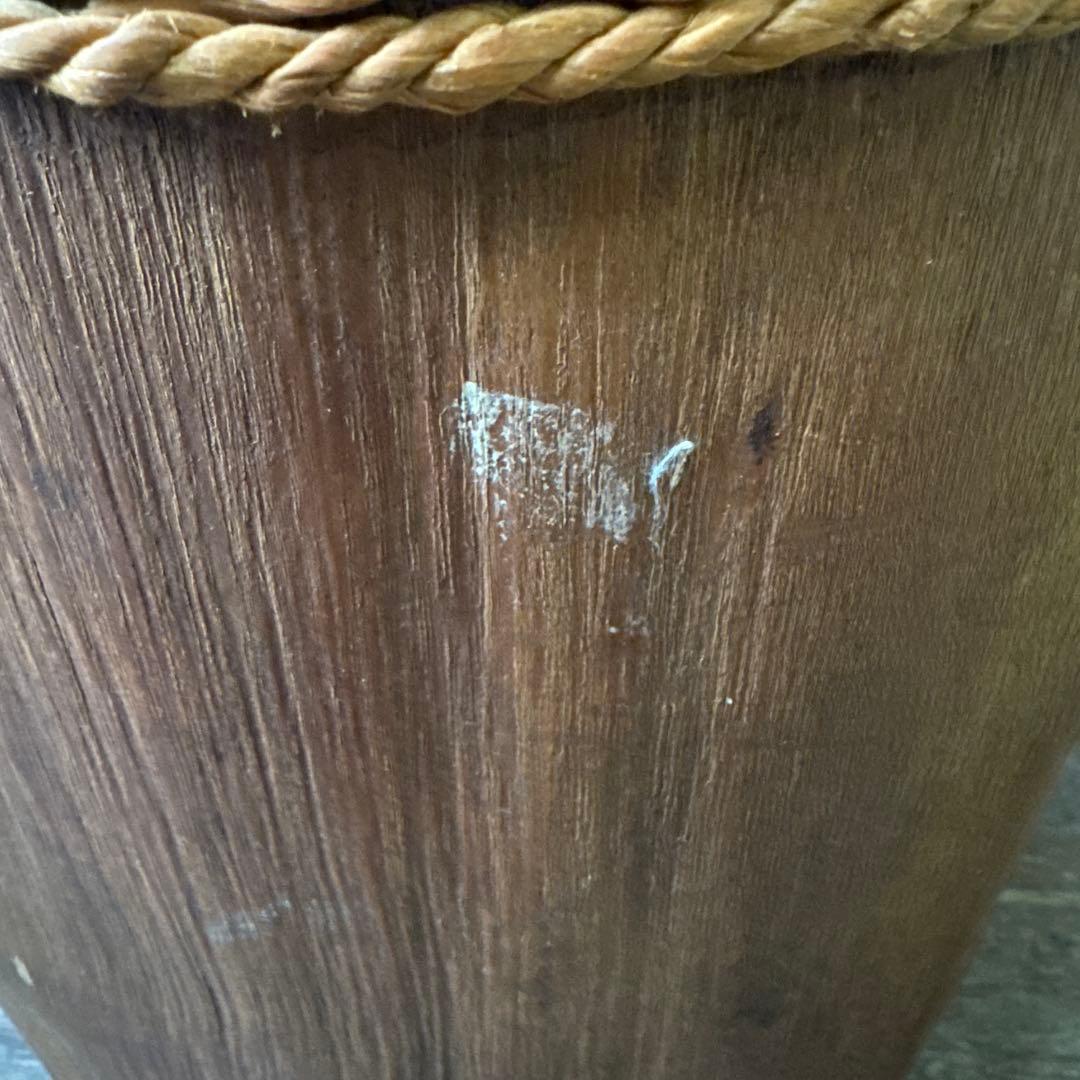 傘立て 昭和レトロ 天然木 無垢材 手桶型 古道具 置物 古道具 古民具