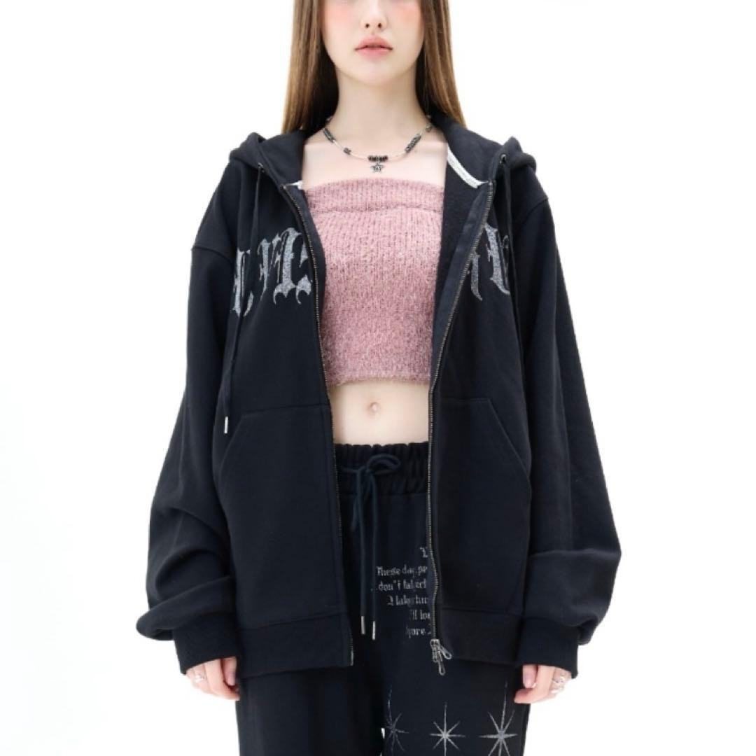 LUVISTRUE フード　ジップアップ パーカー　黒