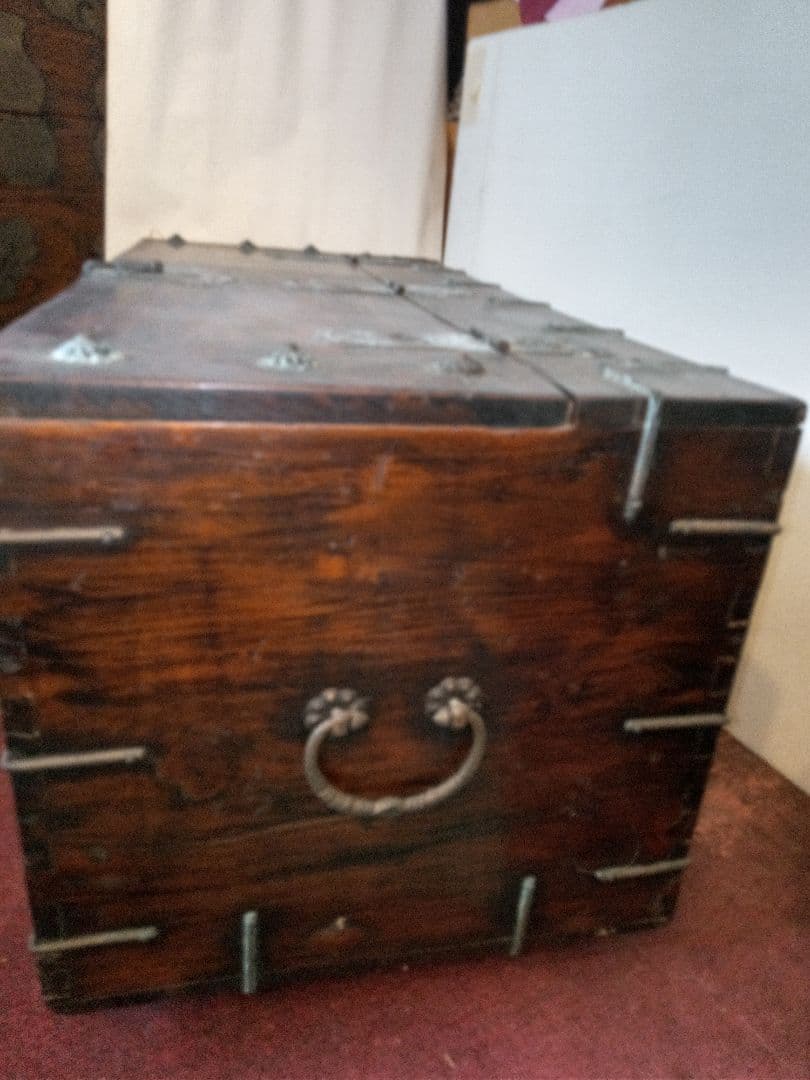 李朝家具　トンケ　ダークブラウン　木製アジアン収納箱