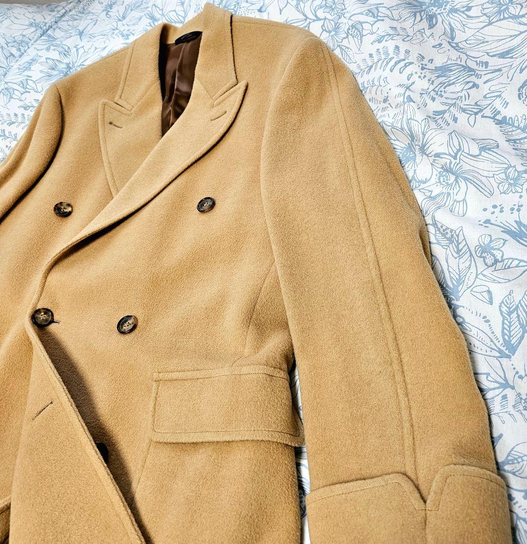 ブルックスブラザーズ イタリア製 キャメル ダブルブレスト コート50　傷有