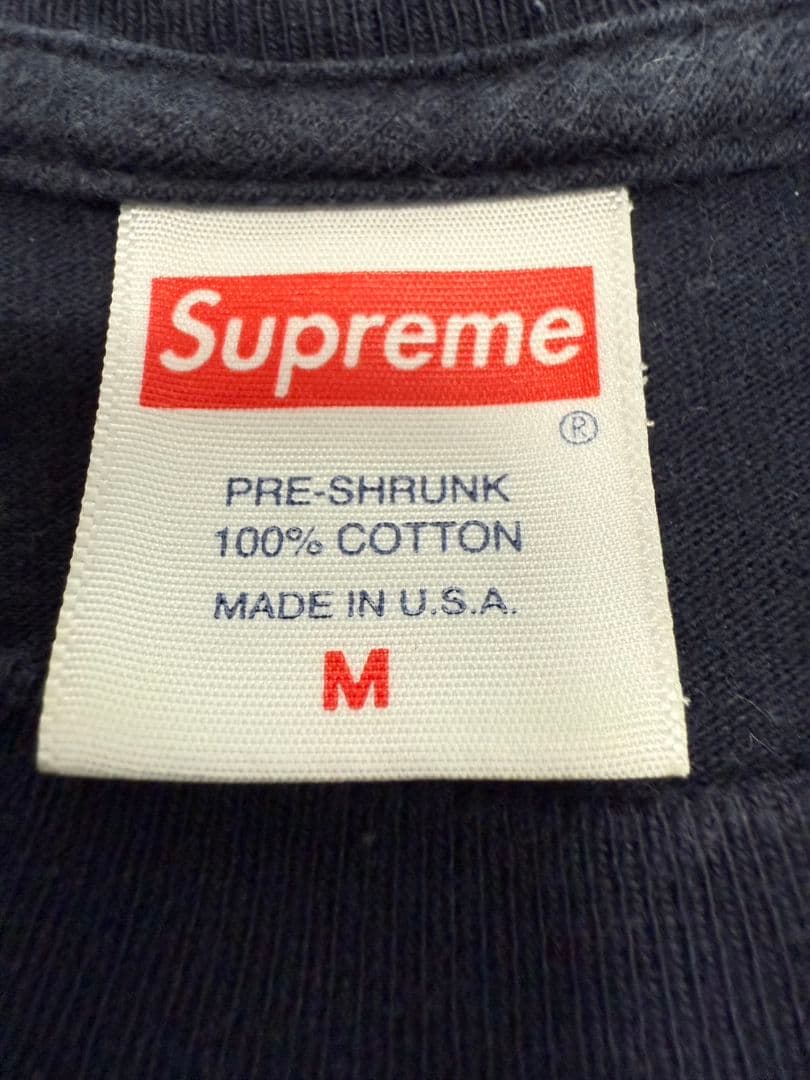 Supreme ネイビー ロゴロングスリーブTシャツ　美品　長袖