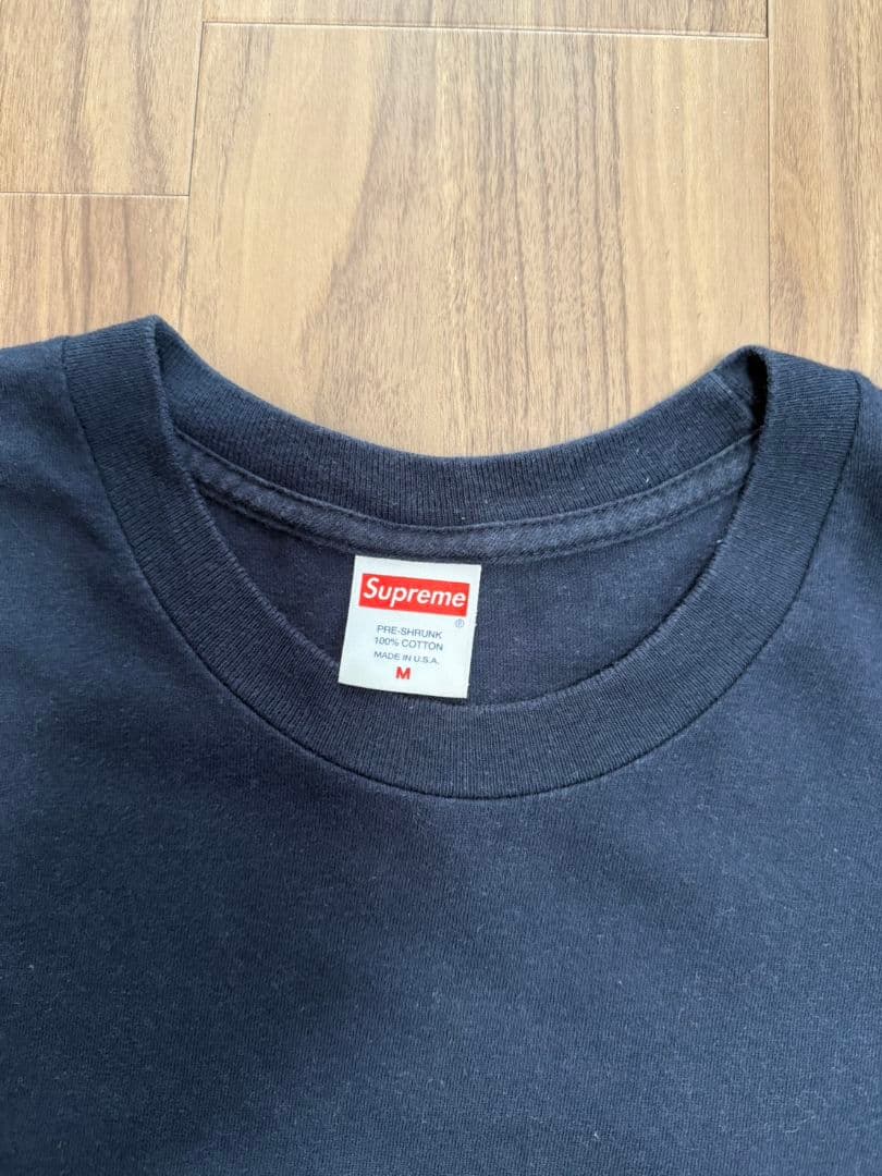 Supreme ネイビー ロゴロングスリーブTシャツ　美品　長袖