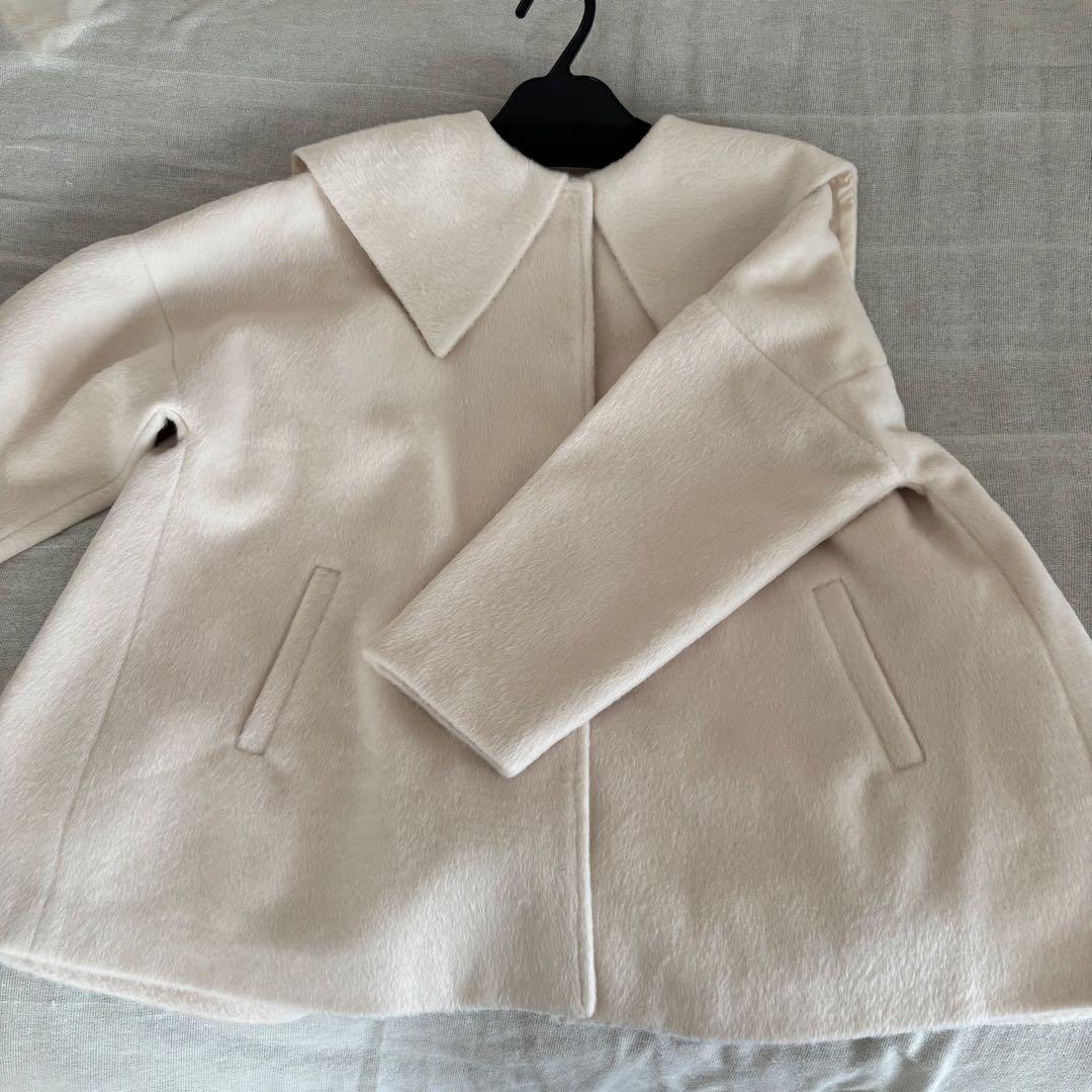 Fitmore　ビッグカラーウールライクシャギーコート　アイボリー