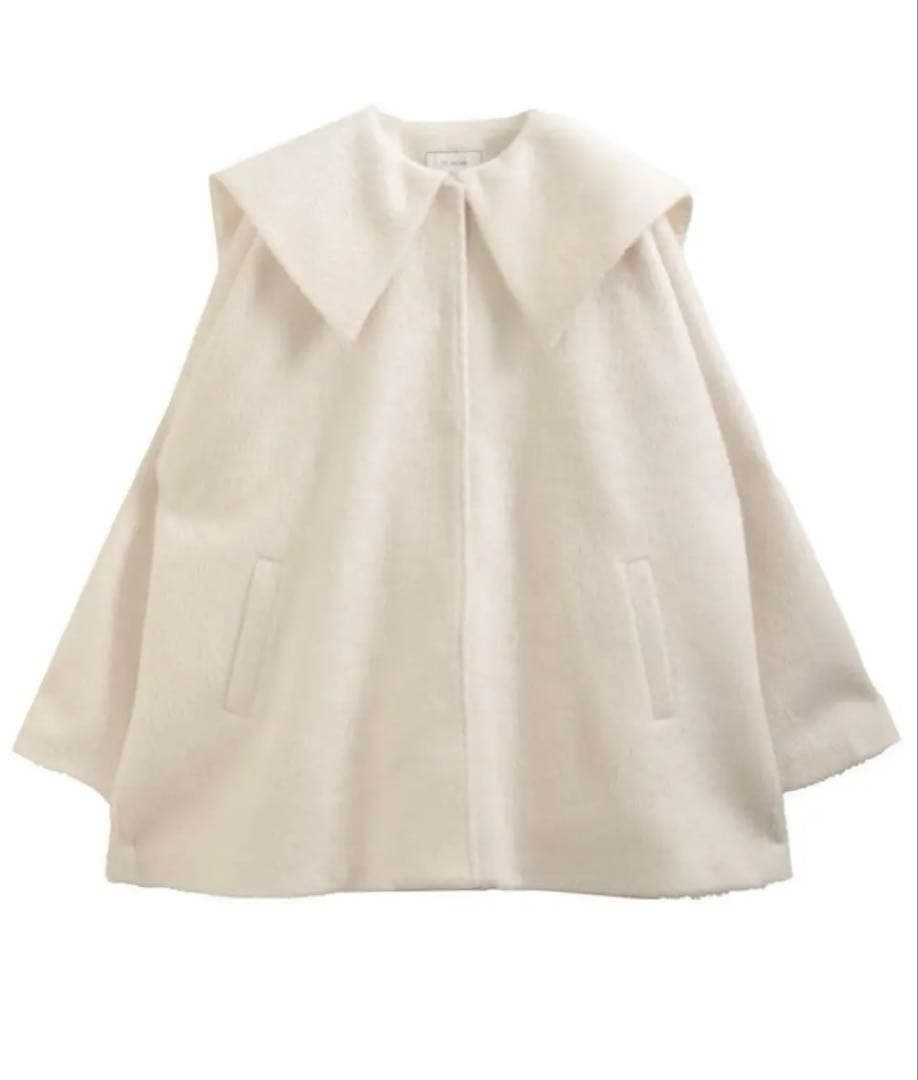 Fitmore　ビッグカラーウールライクシャギーコート　アイボリー