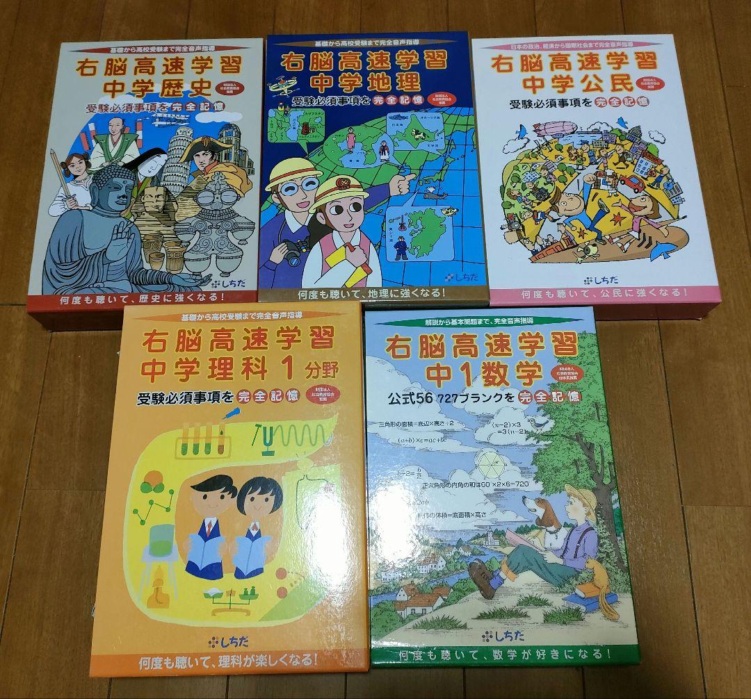 しちだ　右脳高速学習　中学地理　中学歴史　中学公民　中学理科1分野　中1数学
