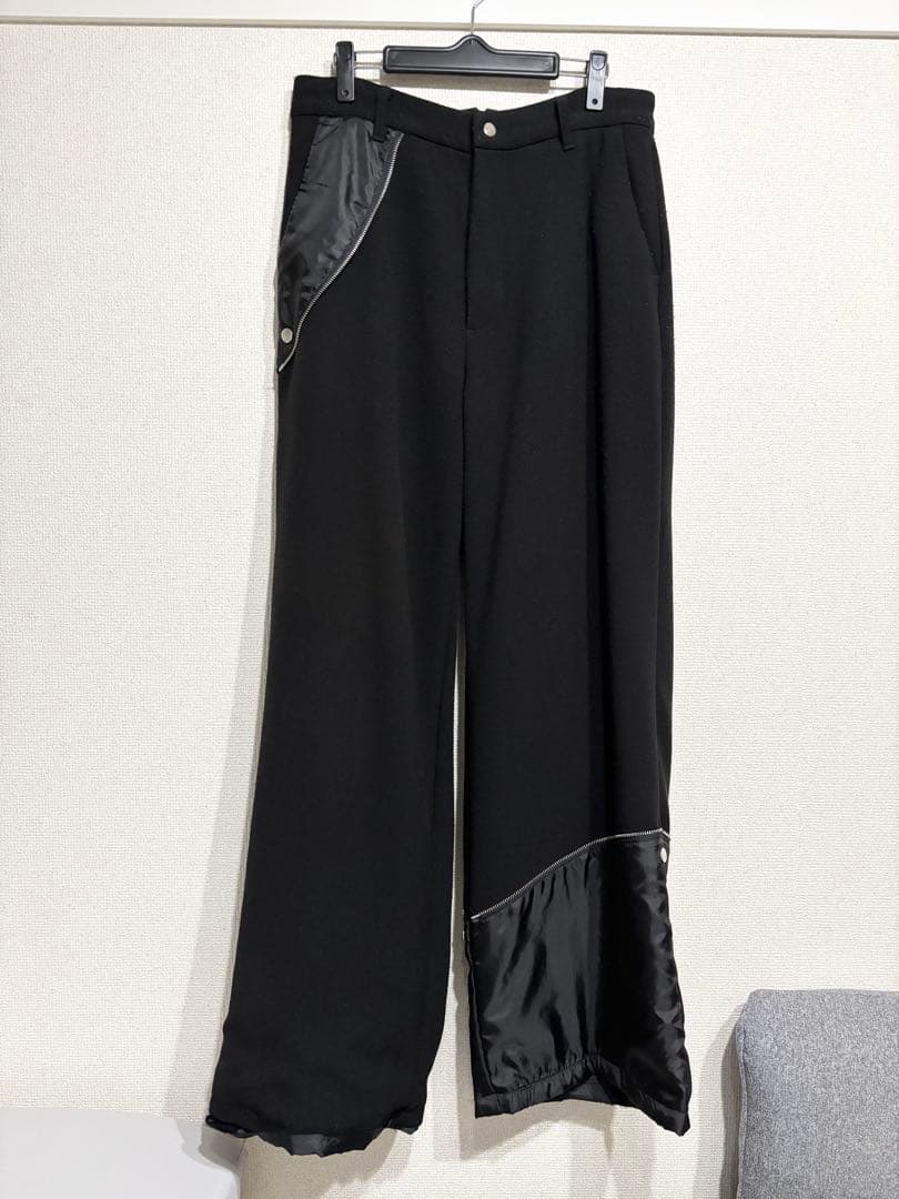 【12月限定大幅値下げGRANCY】 リバースレイヤードスラックスブラックL