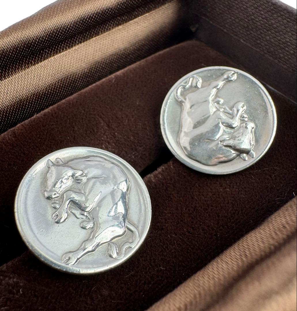 ジョージジェンセン カフスボタン 70 ラウンド 牛 SV925 Bull