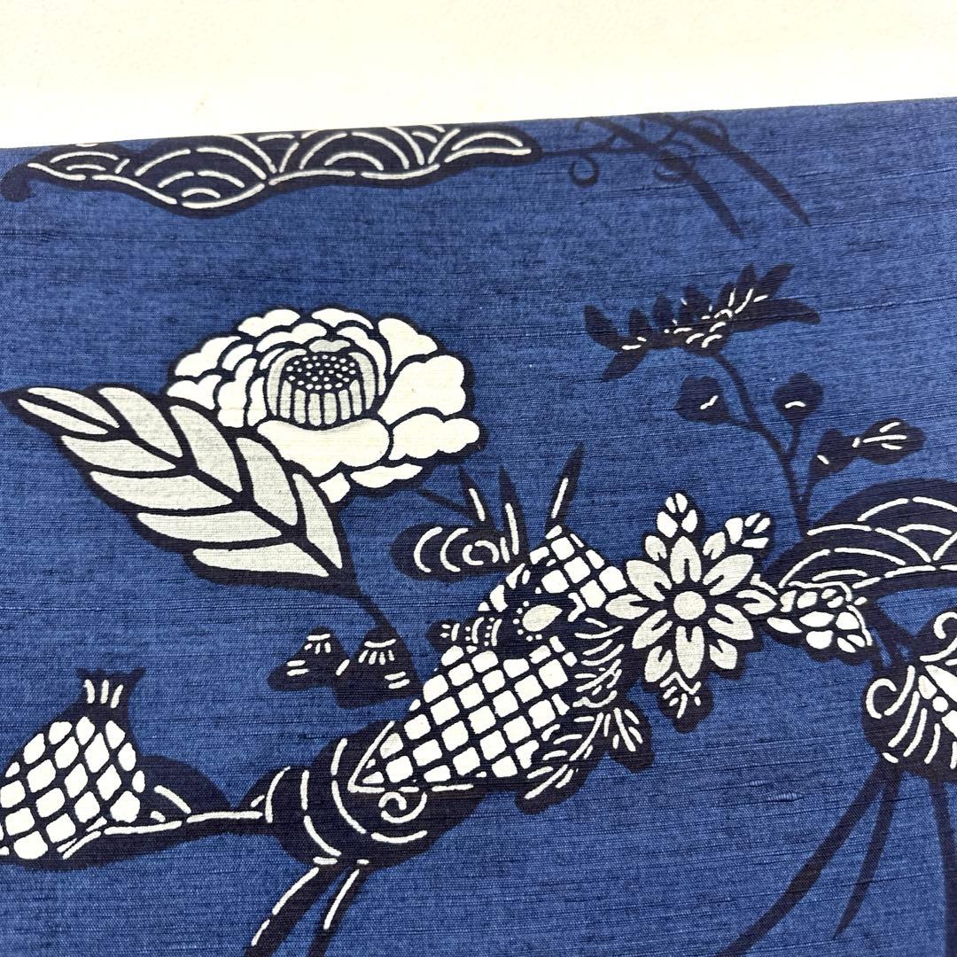 専用帯4732 ●高級 正絹 紬 藍型 全通 袋帯