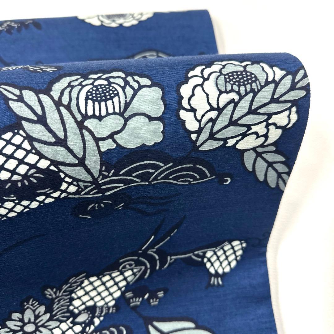 専用帯4732 ●高級 正絹 紬 藍型 全通 袋帯