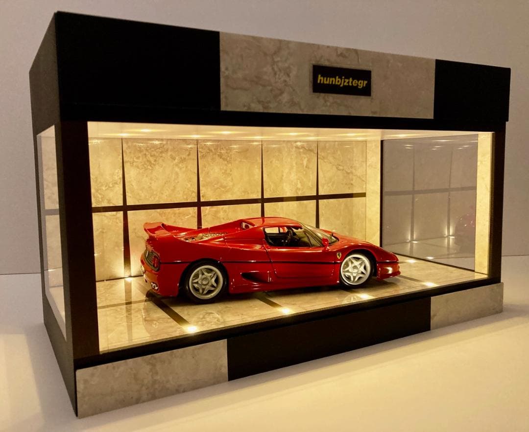 1/18展示可・ベージュ大理石・ディスプレーBOX/ LED20灯・ネオジオラマ