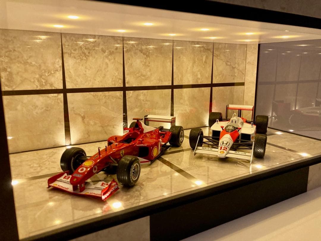 1/18展示可・ベージュ大理石・ディスプレーBOX/ LED20灯・ネオジオラマ