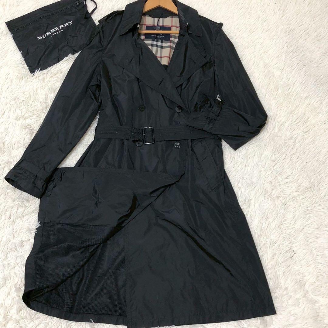 良品◎ポケッタブル◎Burberry London トレンチコート 黒 ブラック