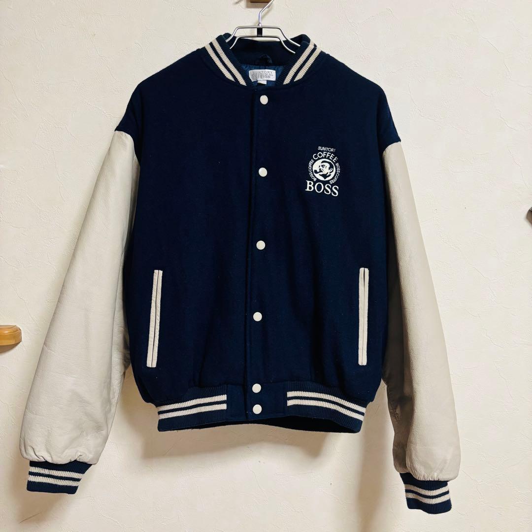 【良品】SUNTORY BOSS ボスジャン 本革スタジアムジャンパー　レザー