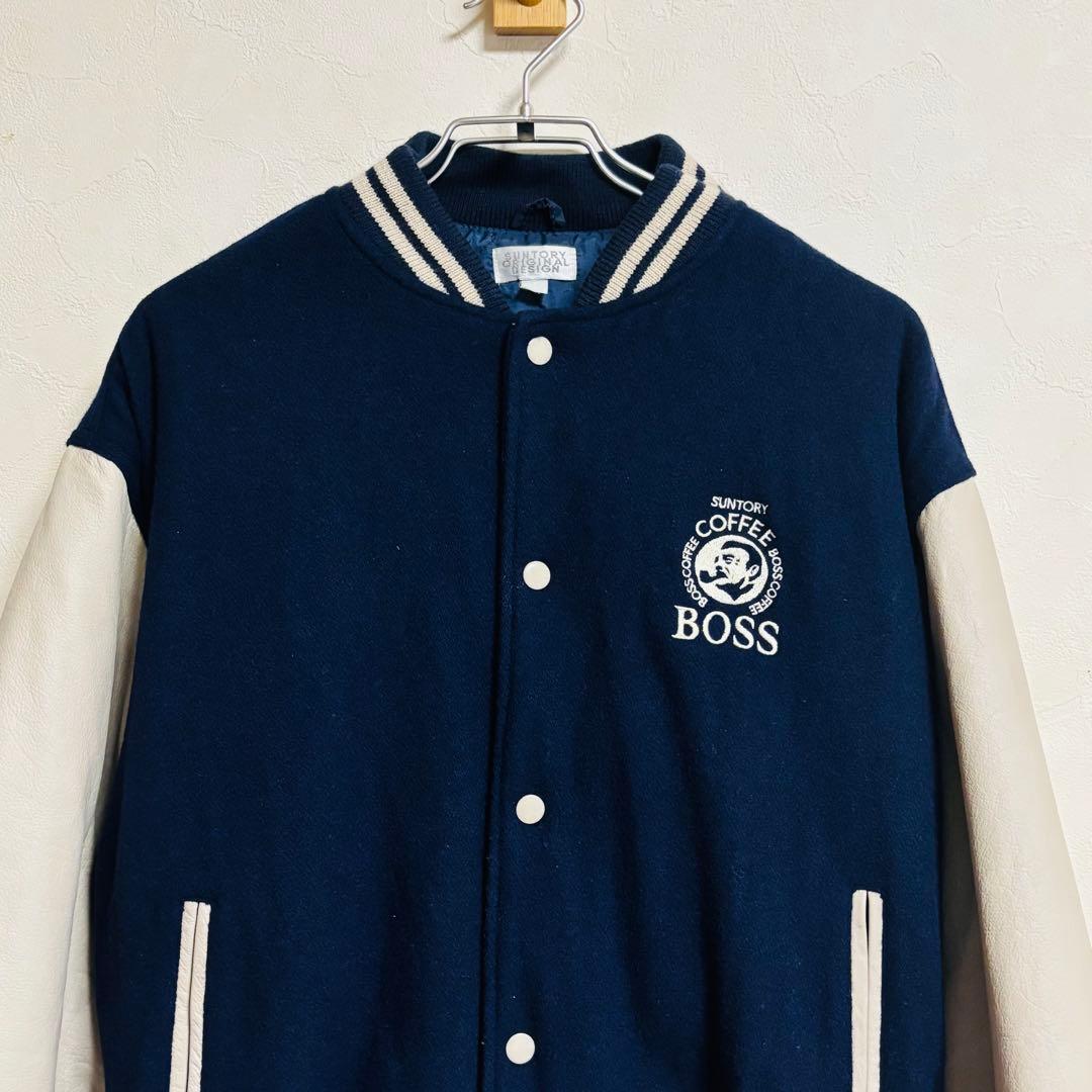 【良品】SUNTORY BOSS ボスジャン 本革スタジアムジャンパー　レザー