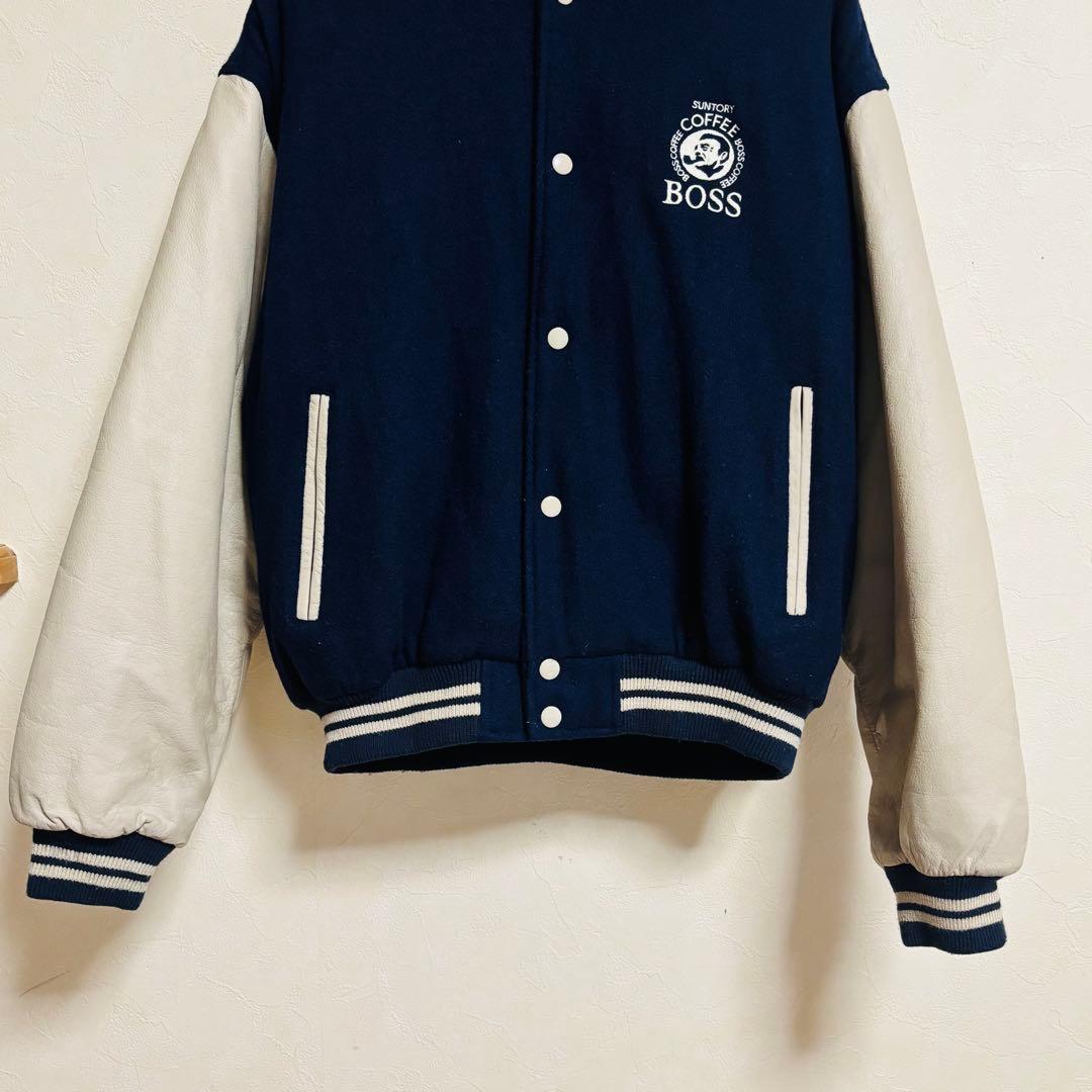 【良品】SUNTORY BOSS ボスジャン 本革スタジアムジャンパー　レザー