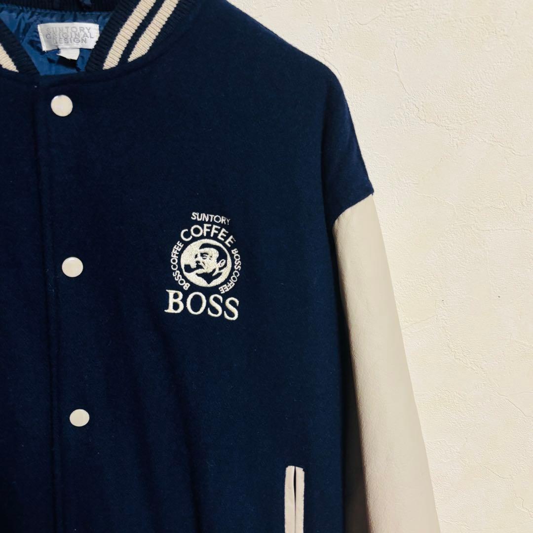 【良品】SUNTORY BOSS ボスジャン 本革スタジアムジャンパー　レザー