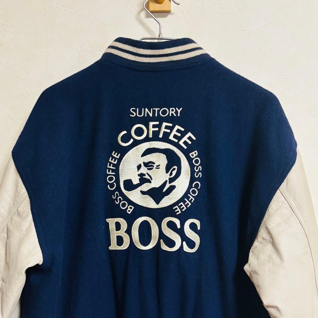 【良品】SUNTORY BOSS ボスジャン 本革スタジアムジャンパー　レザー