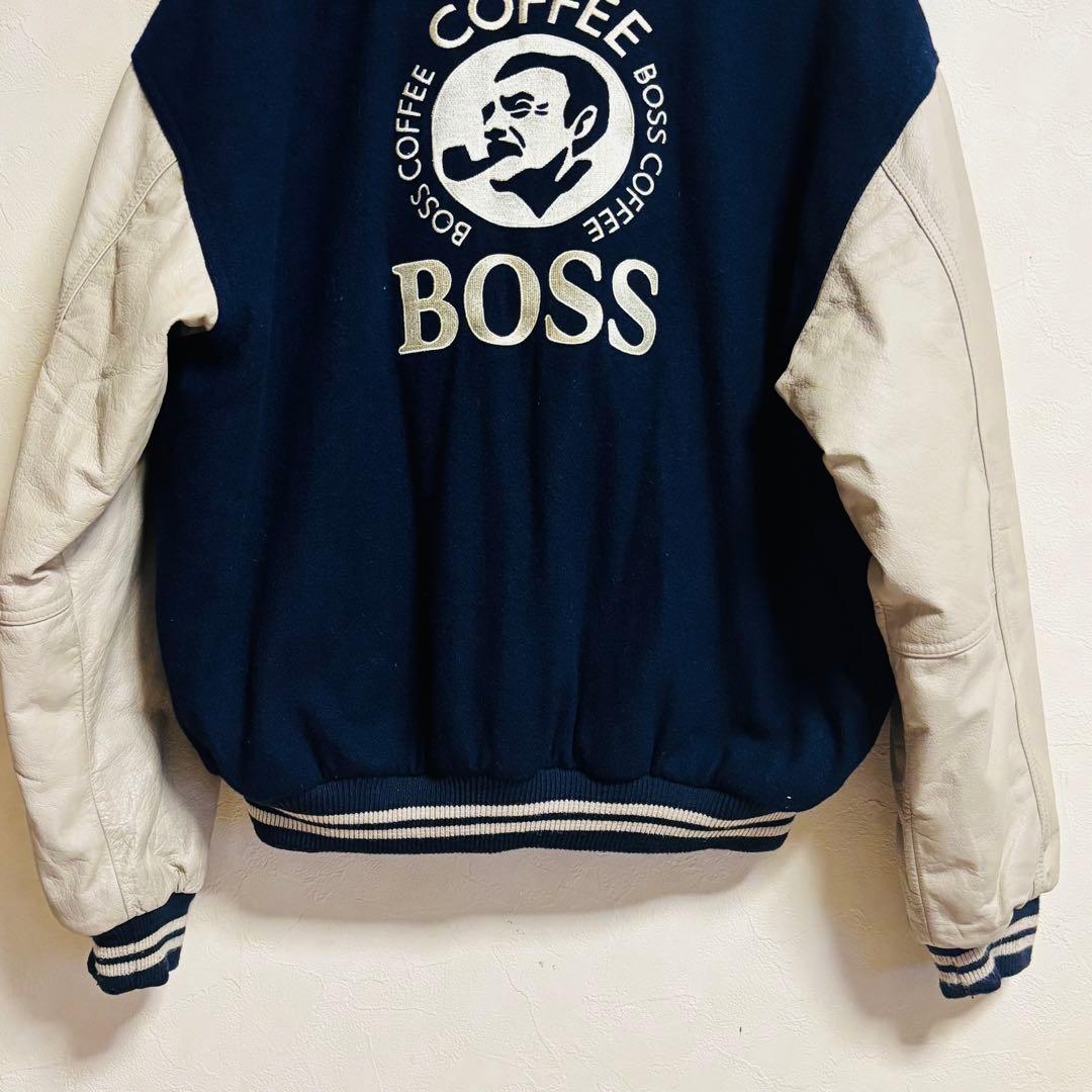 【良品】SUNTORY BOSS ボスジャン 本革スタジアムジャンパー　レザー