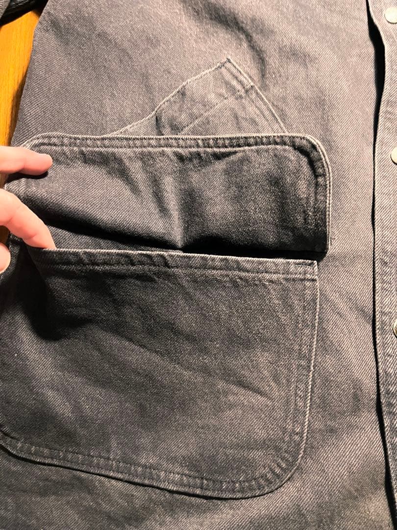 COMOLI 元ネタ　Woolrich 襟レザー　カバーオール ブラック　USA