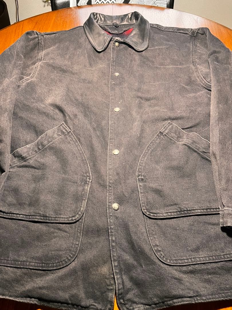 COMOLI 元ネタ　Woolrich 襟レザー　カバーオール ブラック　USA