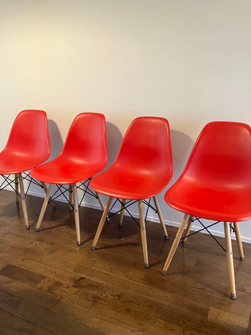 イームズデザイン シェルチェア リプロダクト　レッド　赤 4脚セット