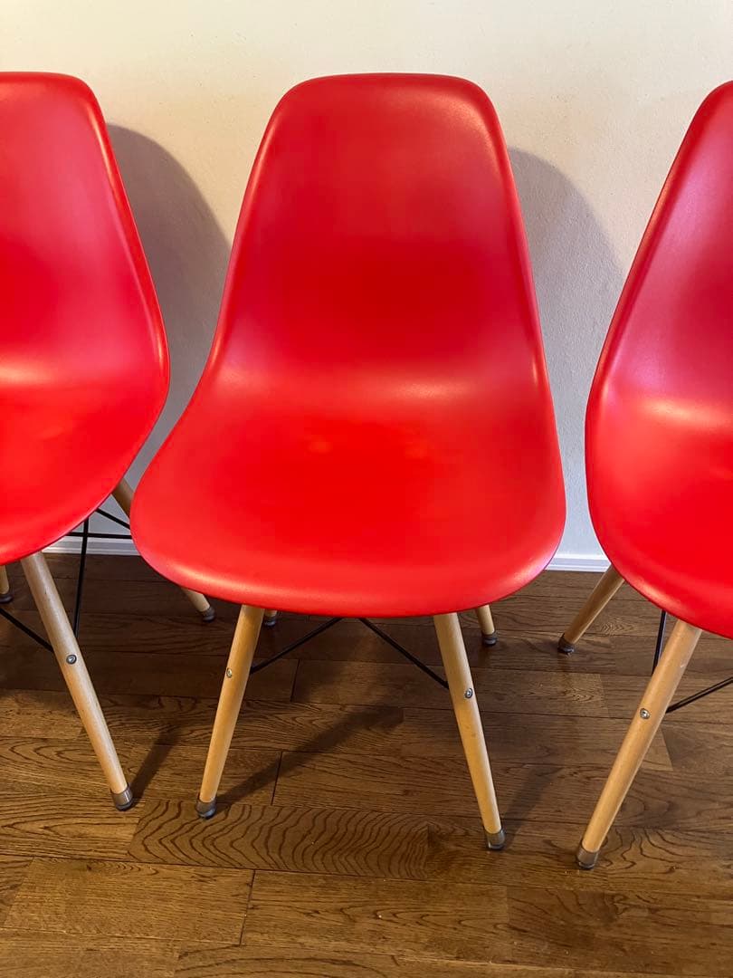 イームズデザイン シェルチェア リプロダクト　レッド　赤 4脚セット