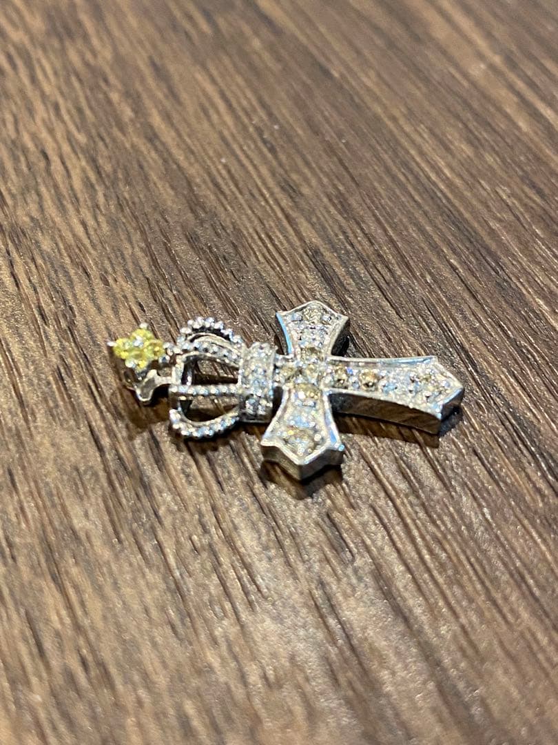 QVC笠原真寿美 ペンダントトップ ダイヤモンド クラウン クロス K18WG