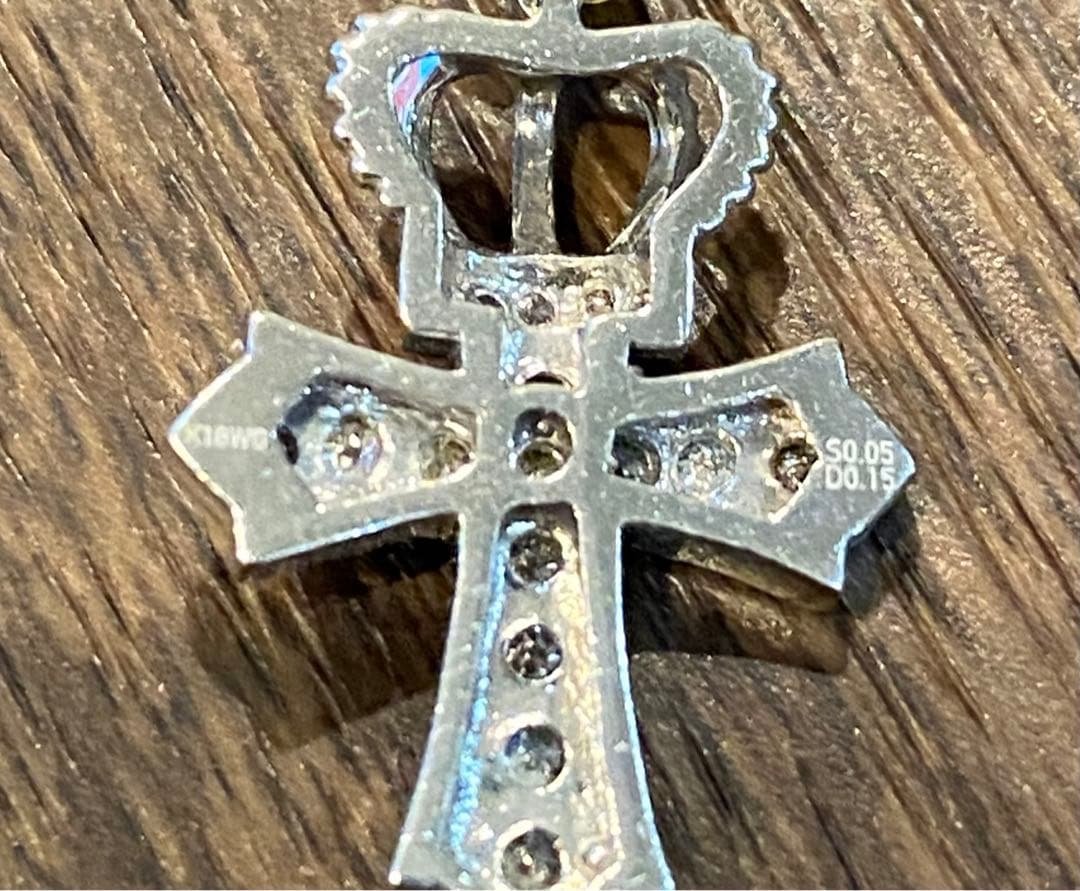 QVC笠原真寿美 ペンダントトップ ダイヤモンド クラウン クロス K18WG