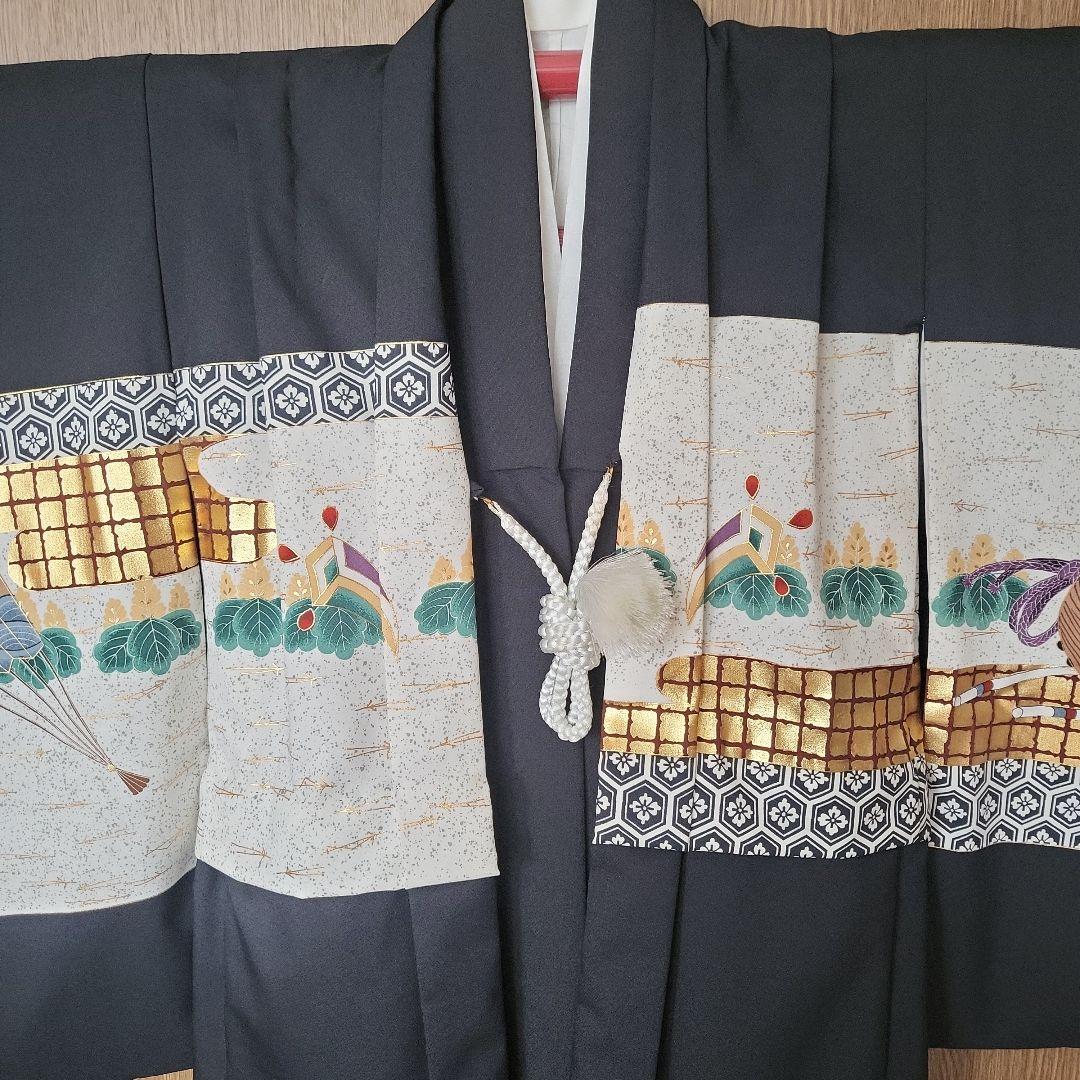 七五三用　5歳　袴セット　美品　日本製　黒地着物