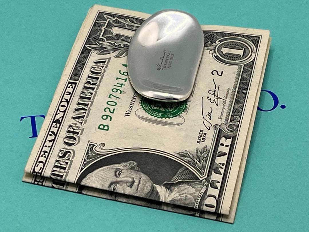 c444 廃盤　希少　美品　ティファニー　ビーン　マネークリップ　Ag925