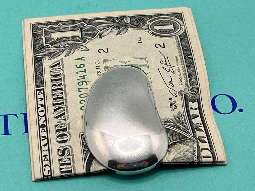 c444 廃盤　希少　美品　ティファニー　ビーン　マネークリップ　Ag925