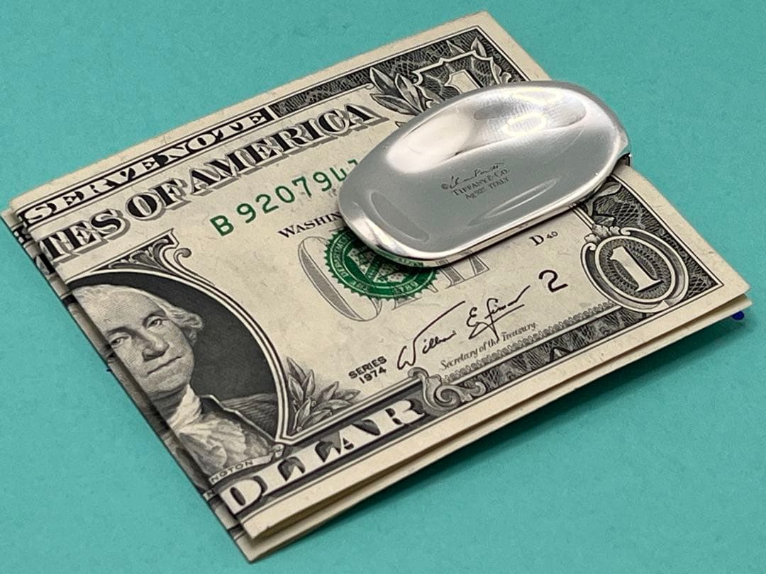 c444 廃盤　希少　美品　ティファニー　ビーン　マネークリップ　Ag925