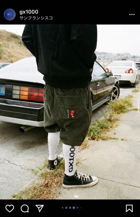 新品タグ付GX1000 コーデュロイショーツ　悪魔デビル刺繍ハーフパンツL緑