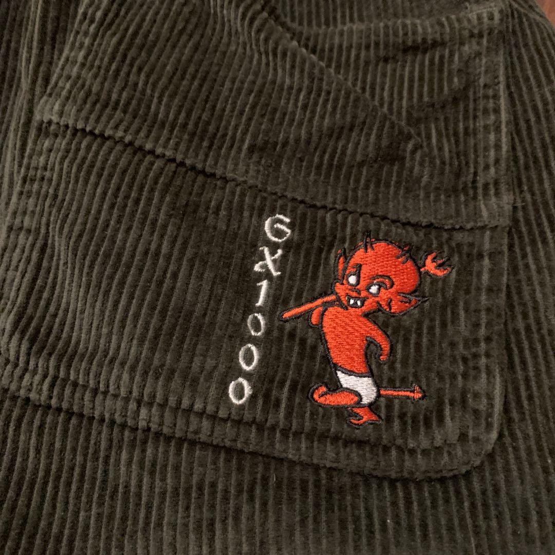 新品タグ付GX1000 コーデュロイショーツ　悪魔デビル刺繍ハーフパンツL緑