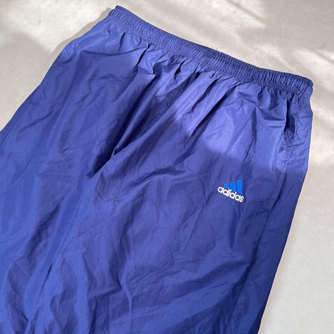 00s adidas バギートラックパンツ 刺繍ロゴ ネイビー XL