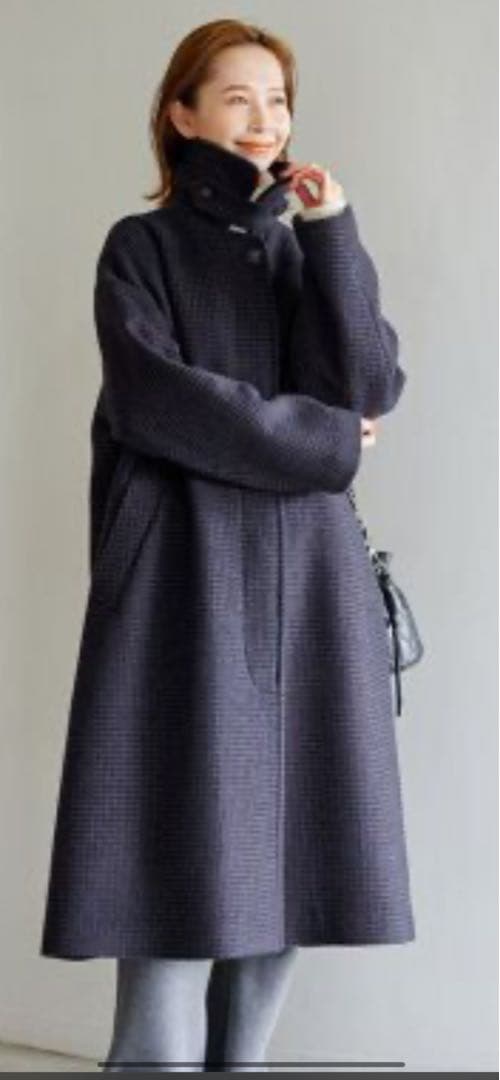 ⭐️ジャーナルスタンダード　MANTECOハウンドトゥースコート　ネイビーA