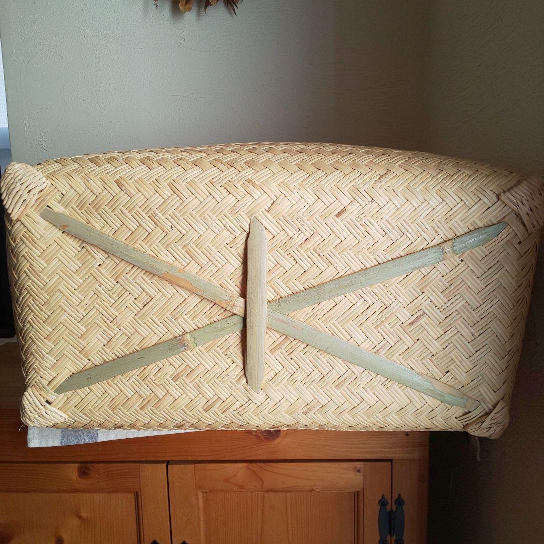 岩手県 鳥越竹細工 市場かご 買い物かご 飾り縁 特大