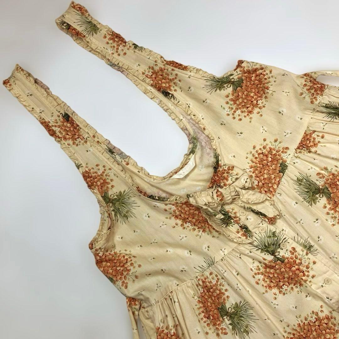 ピンクハウス 生成 いちごブーケ柄 ジャンパースカート