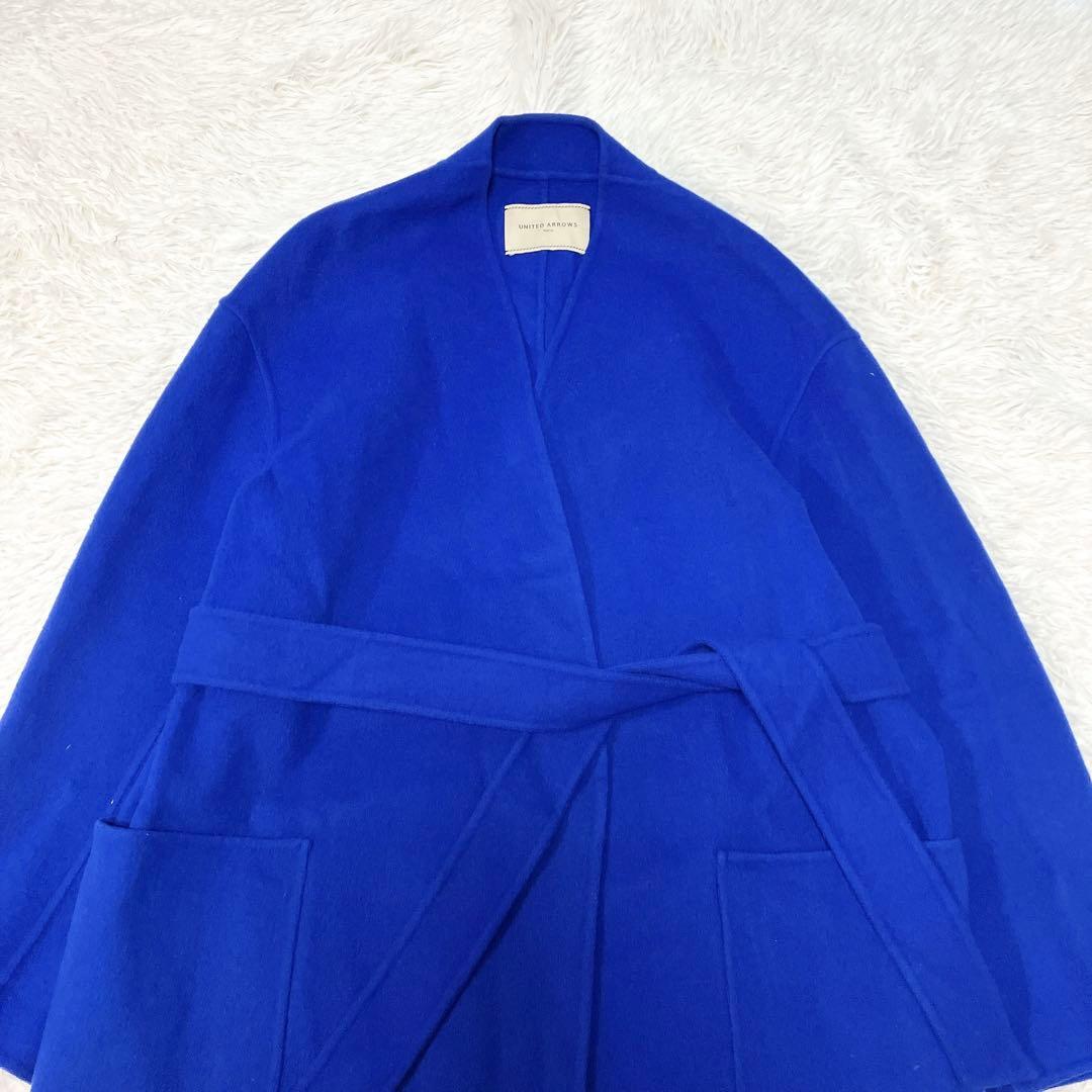 ユナイテッドアローズ　UBCS リバー スタンドVノーカラー　コート　ブルー
