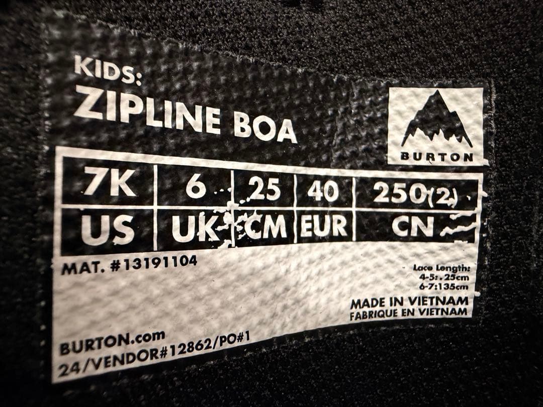 Burtonzipline7K25cm箱付き24-25モデル
