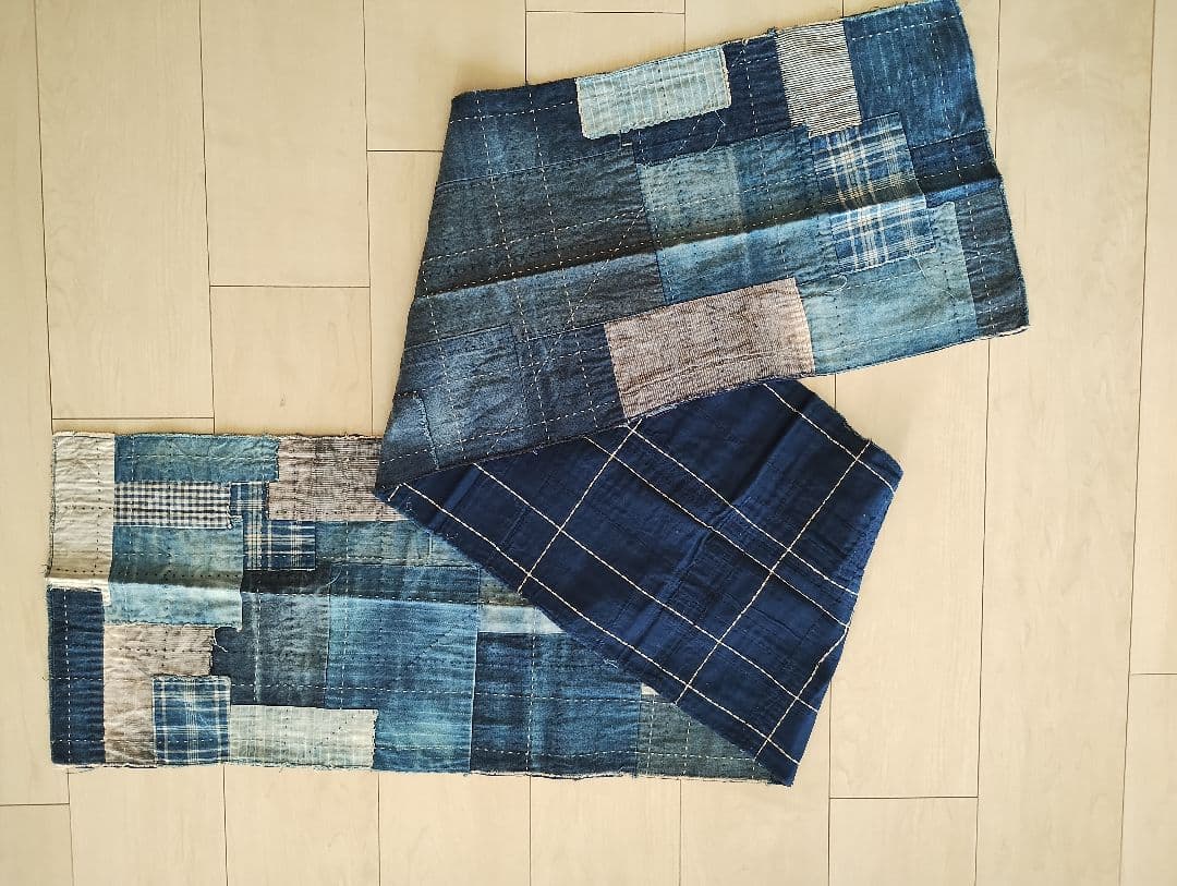 デニムパッチワーク　ストール　刺し子　襤褸　検kapitalキャピタル