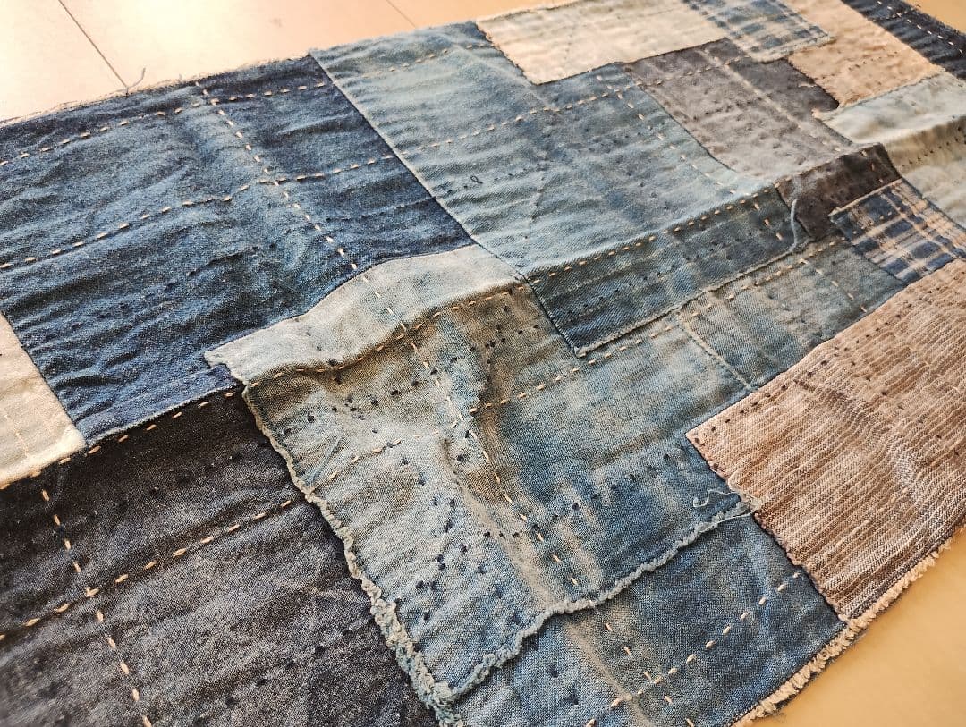 デニムパッチワーク　ストール　刺し子　襤褸　検kapitalキャピタル