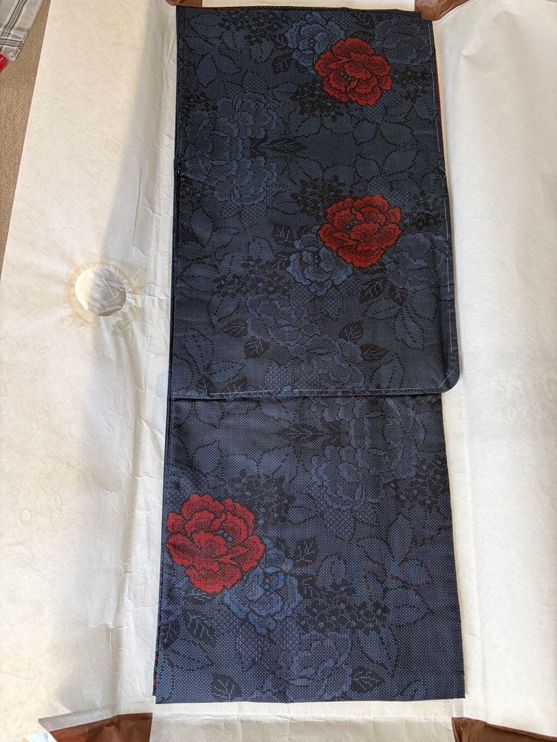 大島紬　赤花柄着物