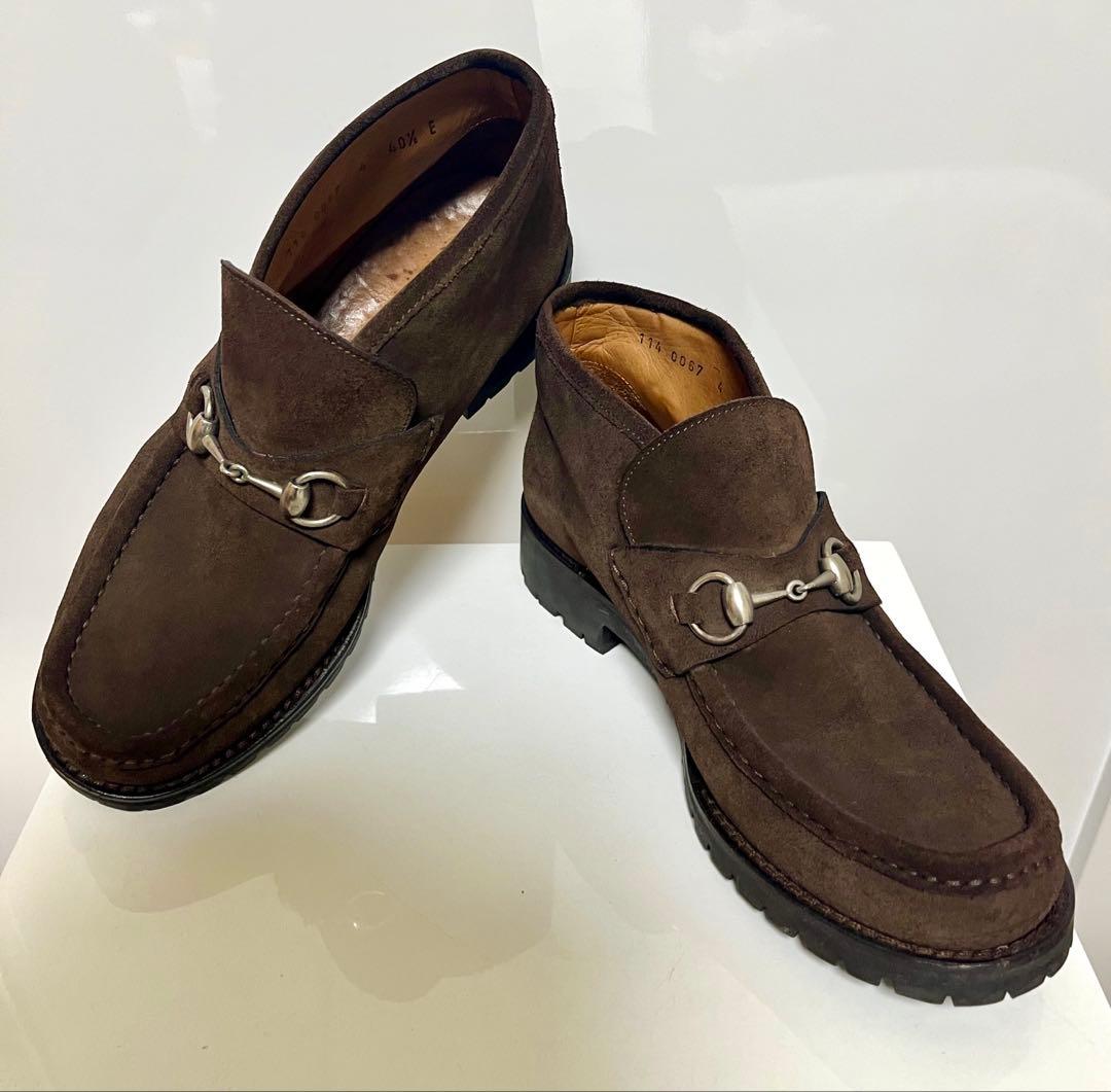 GUCCI ブラウン スエード ビットローファー