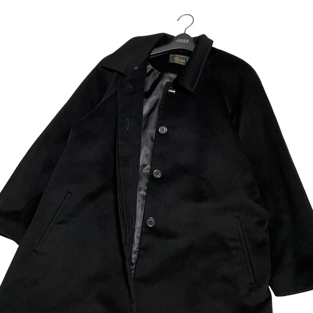 美品　Veuna　大きいサイズ　カシミヤ100%　ロングコート　比翼ボタン　黒