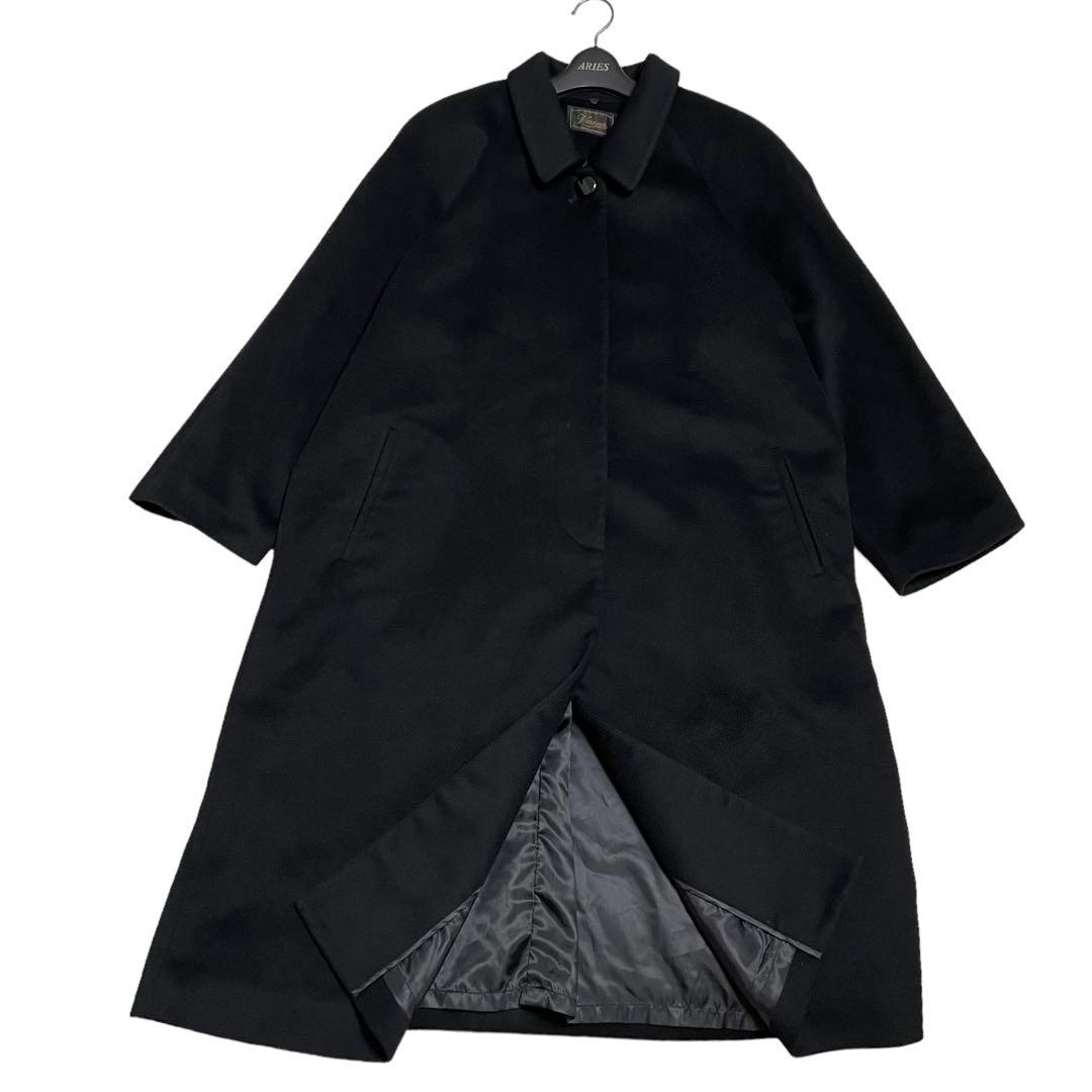 美品　Veuna　大きいサイズ　カシミヤ100%　ロングコート　比翼ボタン　黒