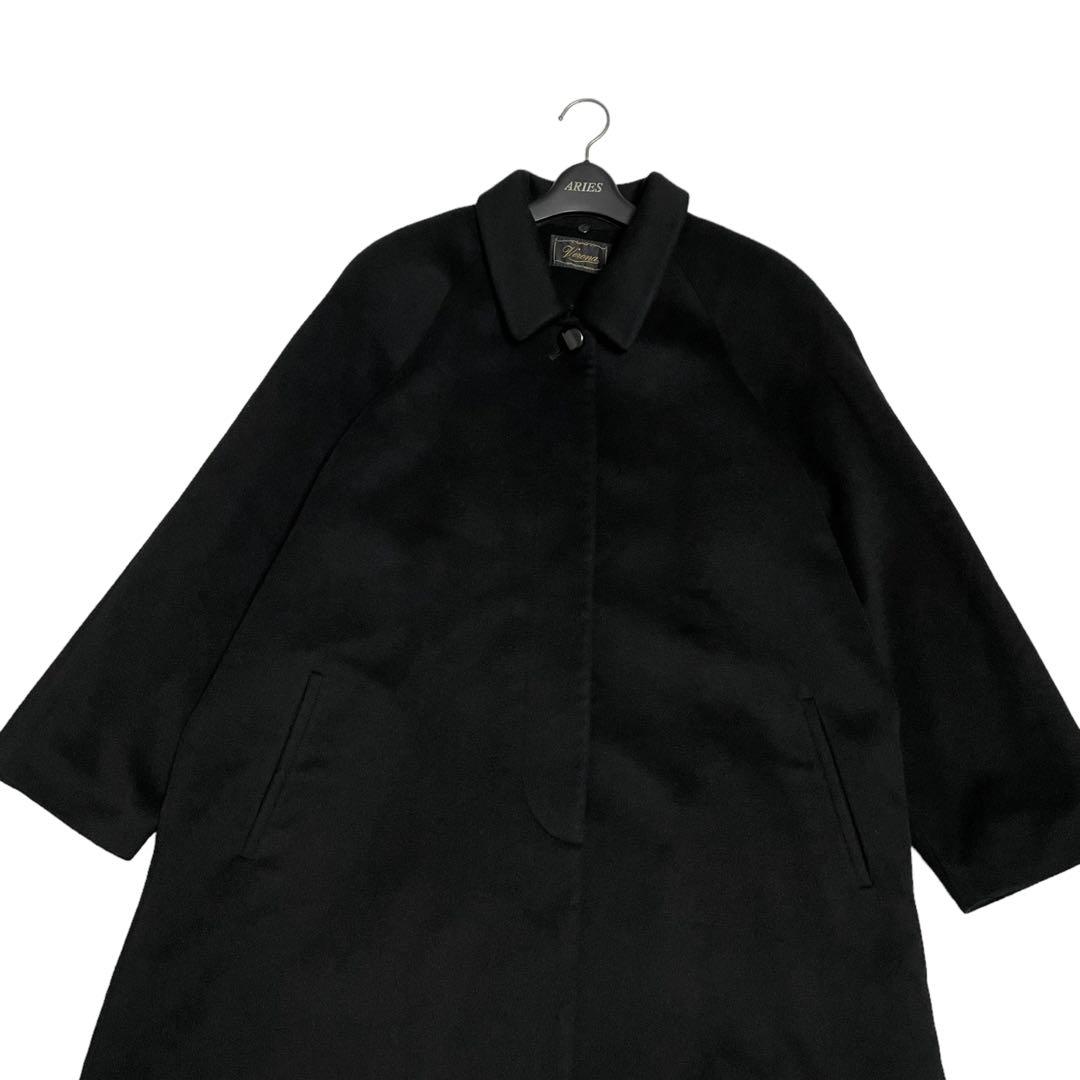 美品　Veuna　大きいサイズ　カシミヤ100%　ロングコート　比翼ボタン　黒