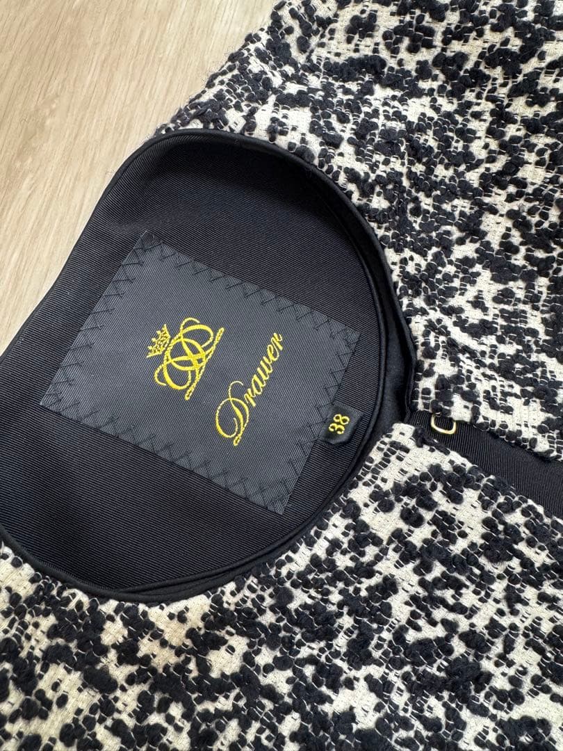 Drawer ドゥロワー ノーカラー　ツイード　ジャケット 36 ジャガード